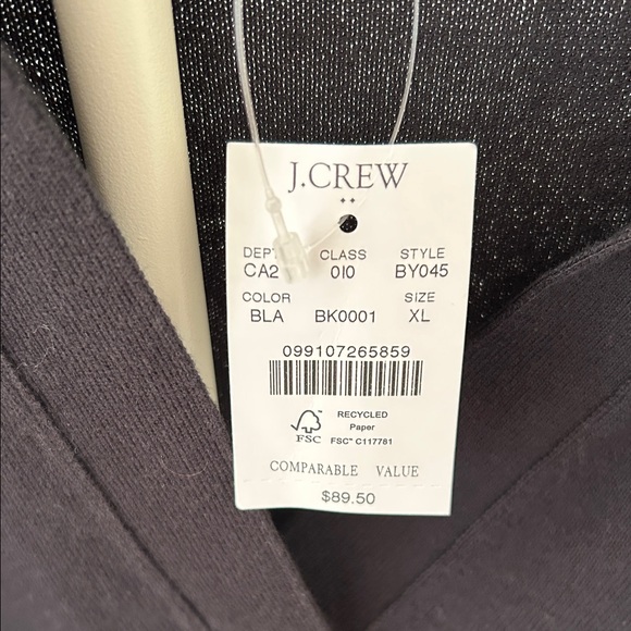 NWT J. Crew Women's Black Polo V-Neck Cotton Sweater - Picture 3 of 6